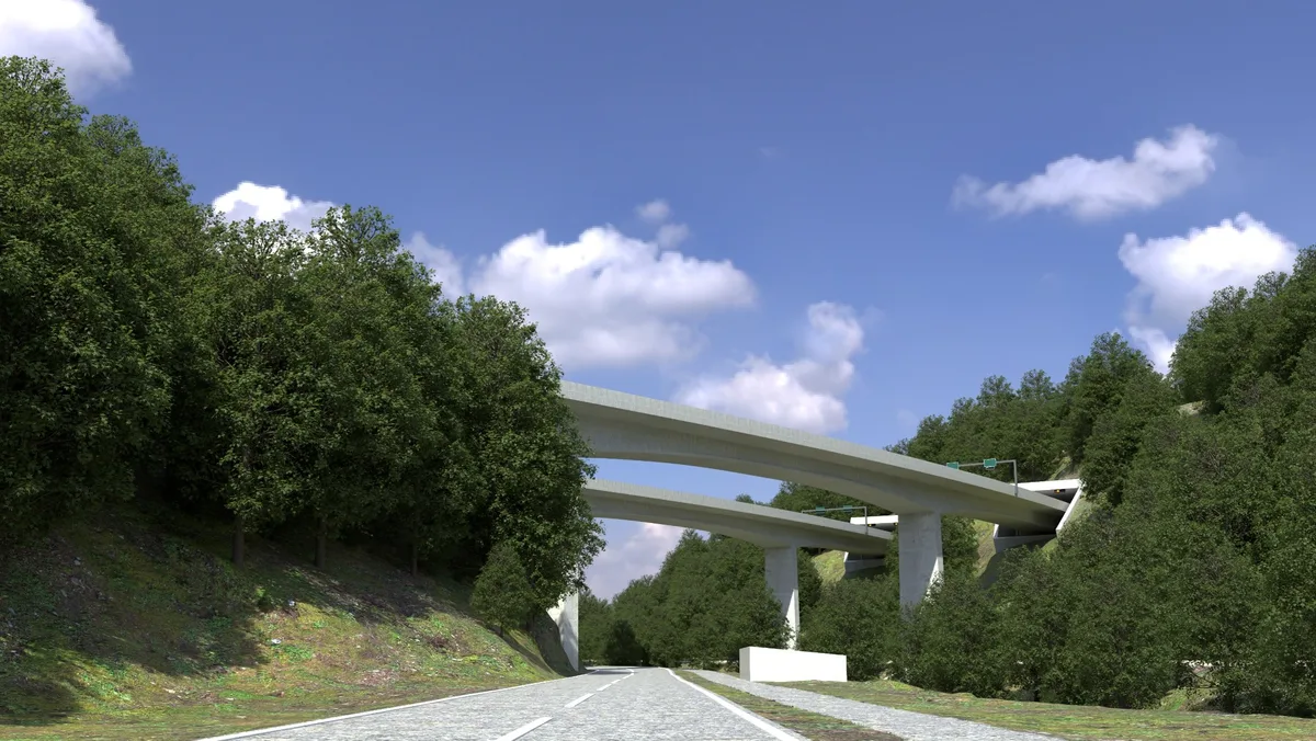 So könnte das Autobahnviadukt im Aatal aussehen. Es würde an der schmalsten Stelle in der Nähe des alten «Salzhüsli» gebaut.