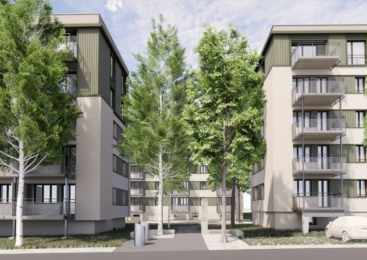 Modellentwurf des Areals an der Ankengasse, der die Gebäude nach der Sanierung zeigt.