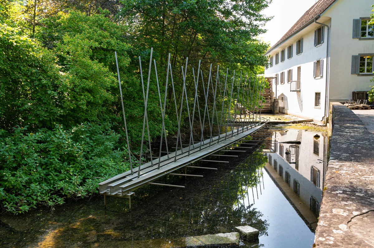 Kunst aus Eisen in einem Bach.