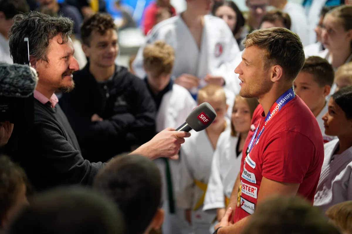Empfang des Judo Weltmeisters Nils Stump am Flughafen Zürich