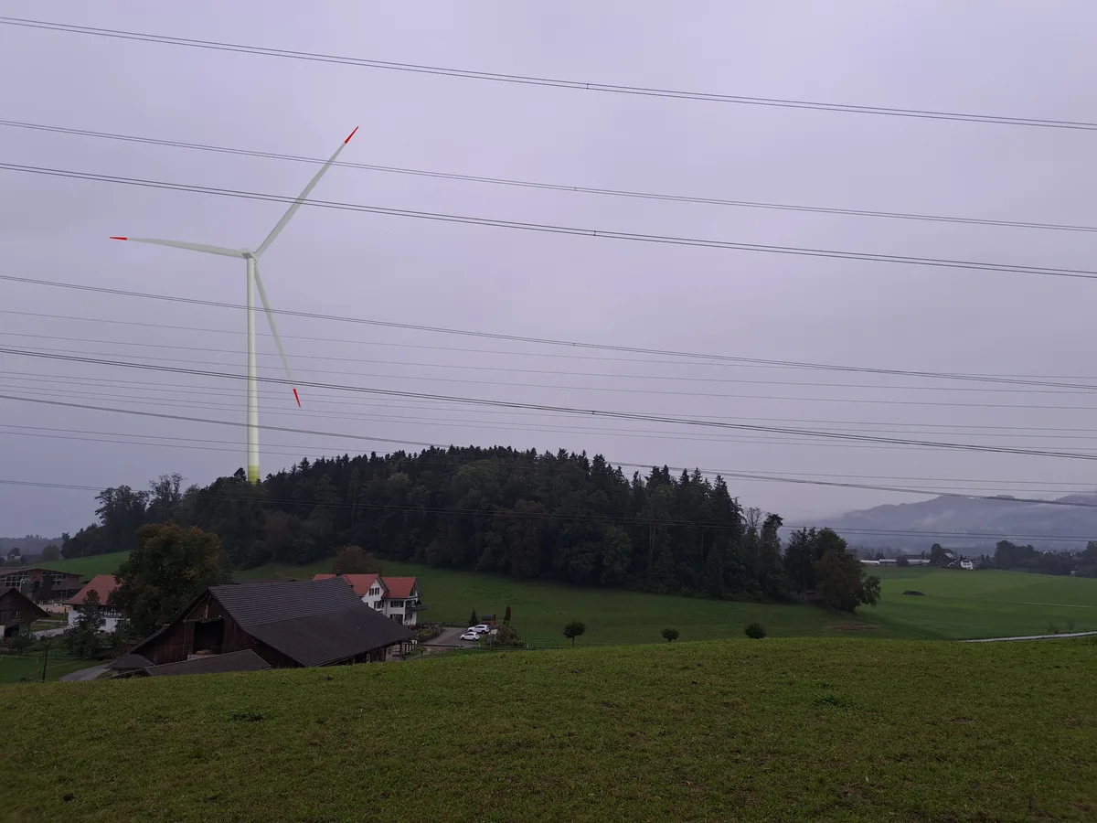 Visualisierung des Windrads Hombergchropf bei Bubikon.