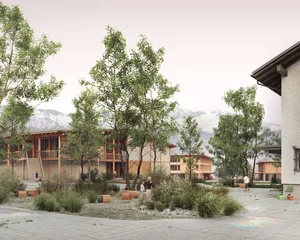 26388477-1 Die Visualisierung des Siegerprojekts der neuen Schul- und Sportanlage in Bubikon.