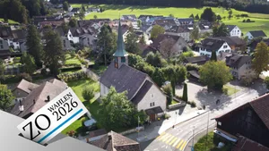 Bild von der Kirche Hittnau mit Wahlmarke Bild von der Kirche Hittnau mit Wahlmarke