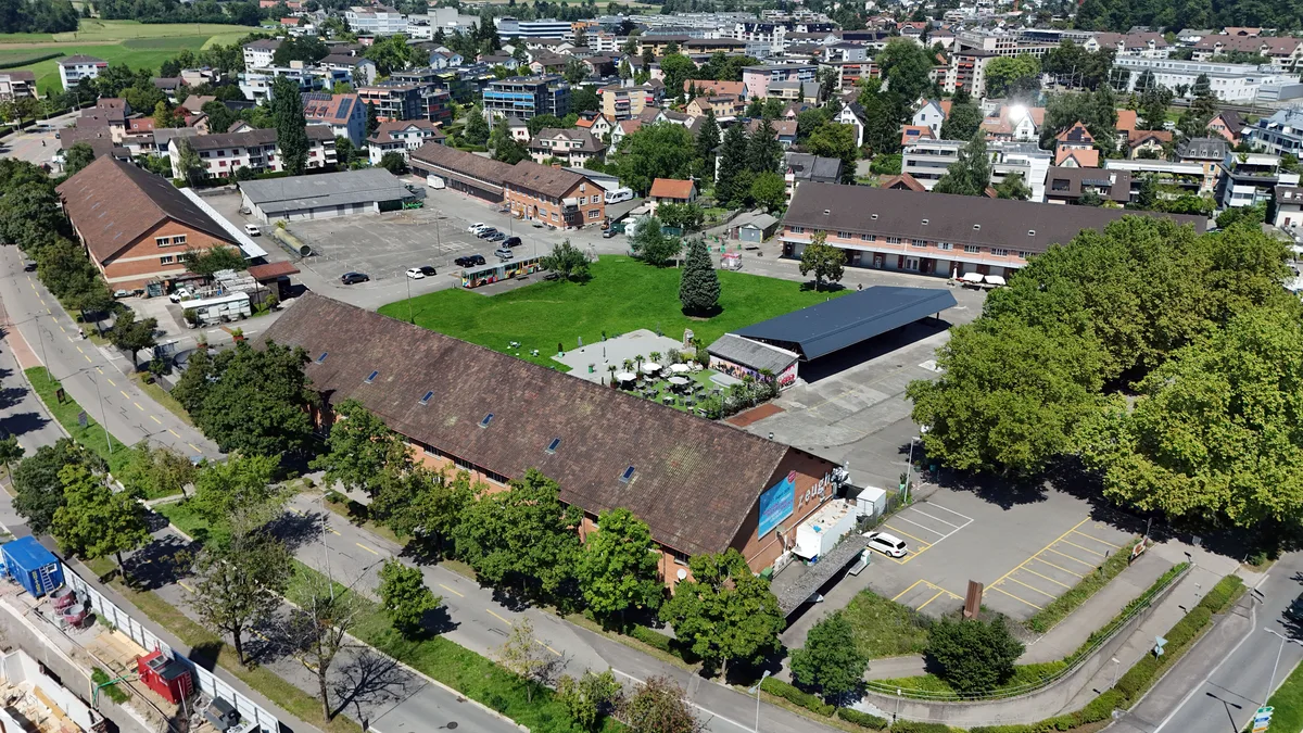 26848836-7 Drei Bäume der Allee rechts im Bild müssen für den Bau des neuen Kultur- und Begegnungszentrums auf dem Zeughausareal gefällt werden.