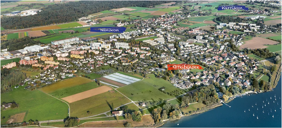 Nähe sichtbar: Greifensee und die beiden Ustermer Aussenwachten Nänikon und Werrikon liegen nahe beieinander.