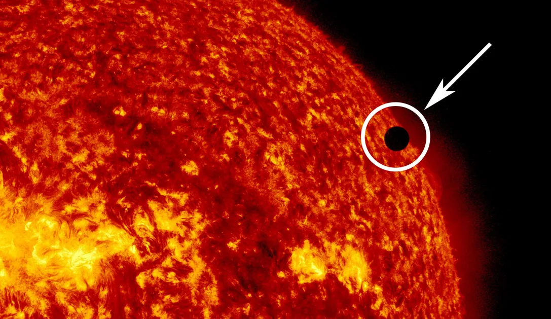 Ein seltenes Ereignis: Die Venus (schwarzer Punkt) zieht vor der Sonne durch. Aufgezeichnet am 5. und 6. Juni 2012 vom Solar Dynamics Observatory Satelliten.