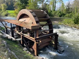Wenn der Bach das Wasser selbst nach oben transportiert: Moderne Wasserschöpfräder nach historischem Vorbild – wie hier an der Glatt bei Glattfelden – stehen heute im Zeichen der Artenvielfalt und des Hochwasserschutzes. Wenn der Bach das Wasser selbst nach oben transportiert: Moderne Wasserschöpfräder nach historischem Vorbild – wie hier an der Glatt bei Glattfelden – stehen heute im Zeichen der Artenvielfalt und des Hochwasserschutzes.