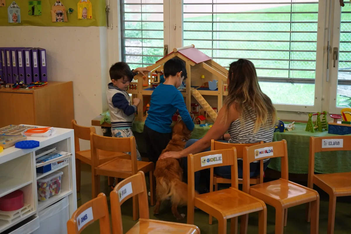 Schulhündin Toffee unterstützt die Kinder bei Lernprozessen und dabei, Empathie und Rücksichtnahme zu lernen.