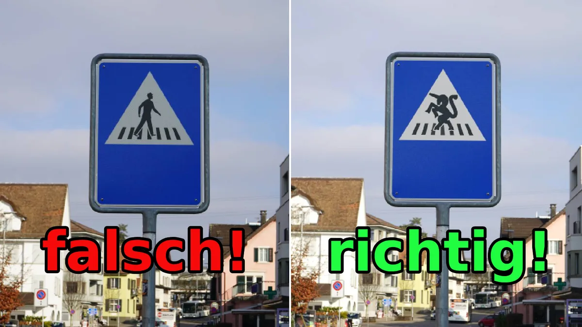 Es gibt eine richtige und eine falsche Art, Verkehrsschilder zu gestalten. Es gibt eine richtige und eine falsche Art, Verkehrsschilder zu gestalten.