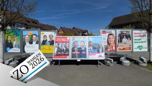 Wahlplakate in einer Innenstadt. Wahlplakate in einer Innenstadt.