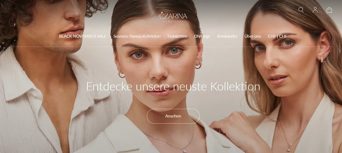 Screenshot der Website der Czarina GmbH.