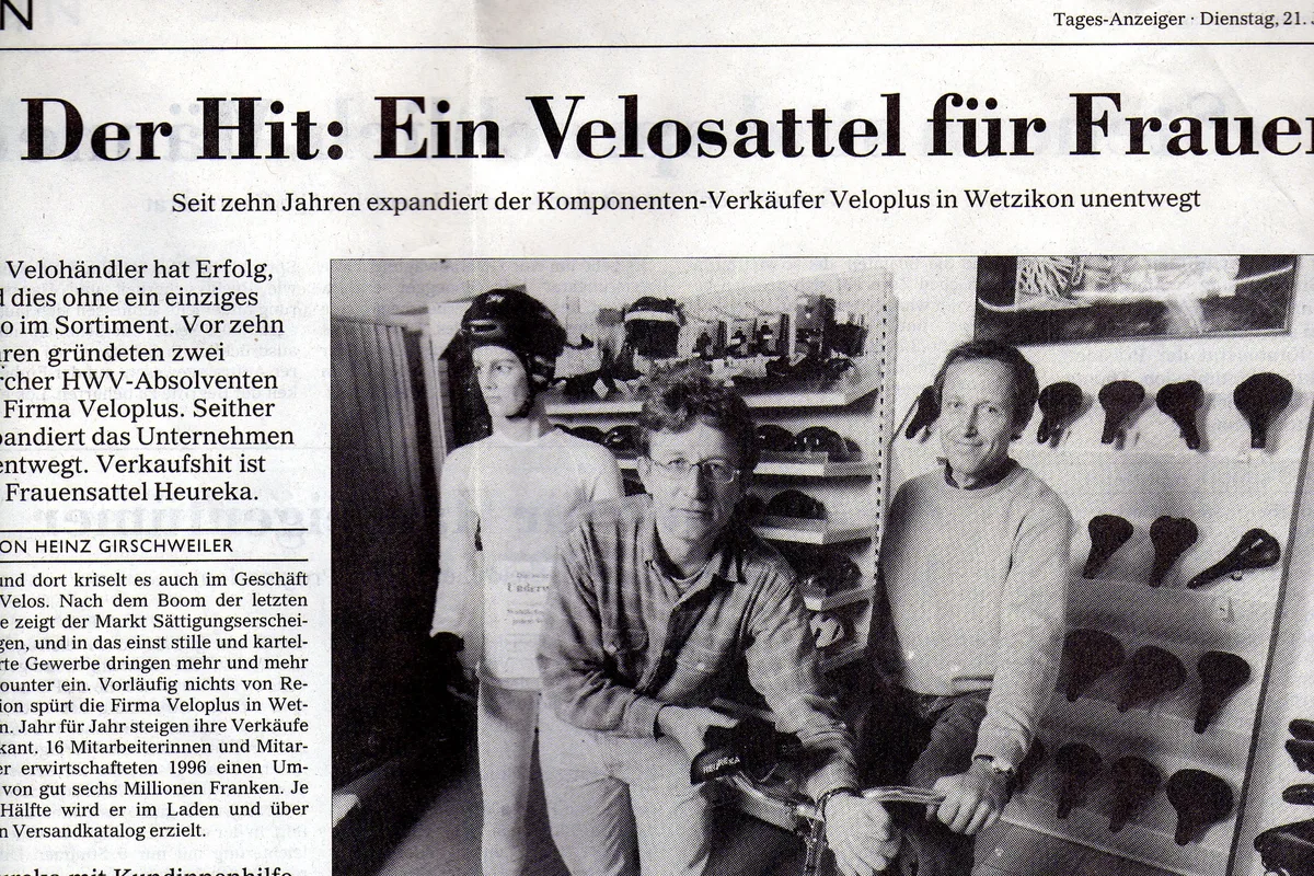 Ein Ausschnitt aus dem «Tages-Anzeiger» mit einem Artikel über Veloplus.