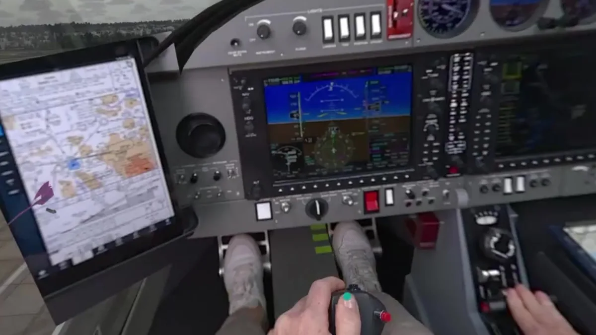 Der Blick durch die VR-Brille im Novasim-Simulator.