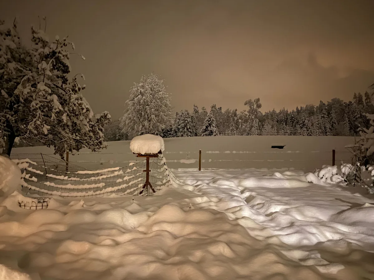 In Illnau war der Schnee auch bei Nacht schon schön anzusehen. Illnau im Schnee