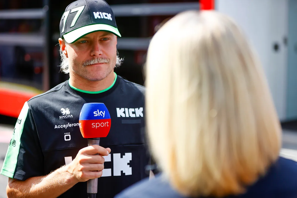 Valtteri Bottas, Stake F1 Team Kick Sauber, speaks to the media; 2024 Belgian Grand Prix, Formula One World Championship