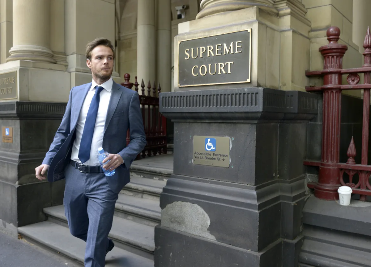 Dutch Formula One driver Giedo Van Der Garde leaves the Melbourne Supreme Court during his case against Sauber MotorSport in Melbourne, Australia, 09 March 2015. 
