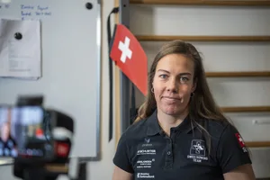 Die Schweizer Ruderin Jeannine Gmelin anlaesslich ihrer Medienkonferenz vom Mittwoch, 25. Januar 2023, in Kaegiswil im Kanton Obwalden, an der die Skifferin ihren sofortigen Ruecktritt vom Rudersport erklaert. (KEYSTONE/Urs Flueeler) Die Schweizer Ruderin Jeannine Gmelin anlaesslich ihrer Medienkonferenz vom Mittwoch, 25. Januar 2023, in Kaegiswil im Kanton Obwalden, an der die Skifferin ihren sofortigen Ruecktritt vom Rudersport erklaert. (KEYSTONE/Urs Flueeler)