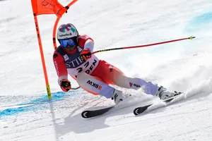 22202767-1 Switzerland's Gilles Roulin competes during a men's World Cup super-G skiing race Sunday, March 5, 2023, in Aspen, Colo. (AP Photo/Robert F. Bukaty)