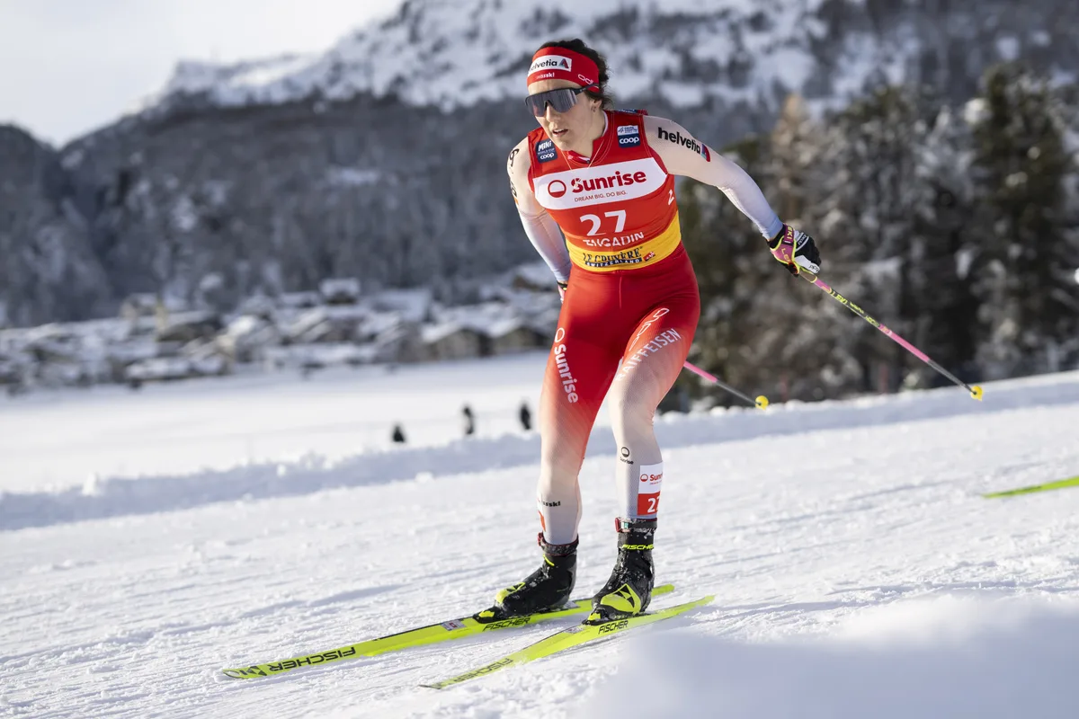 Anja Weber am Crosscountry in Silvaplana.