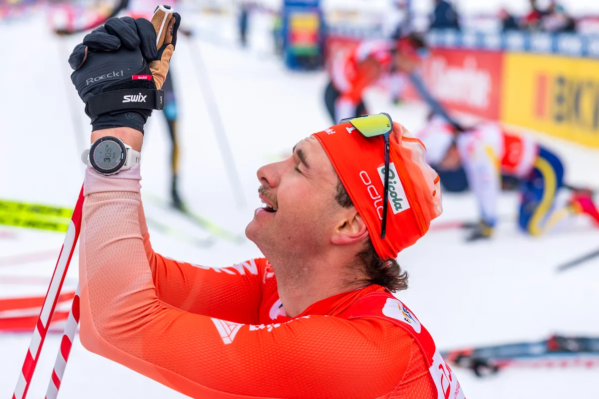 28644662-2 Nicola Wigger of Switzerland, twenty-first placed, reacts in the finish area, during the men's 20km mass start classic skiing race, during the FIS Cross-Country World Cup at the Nordic Center Goms, in Geschinen, Switzerland, Sunday, January 25, 2026. (KEYSTONE/Salvatore Di Nolfi)