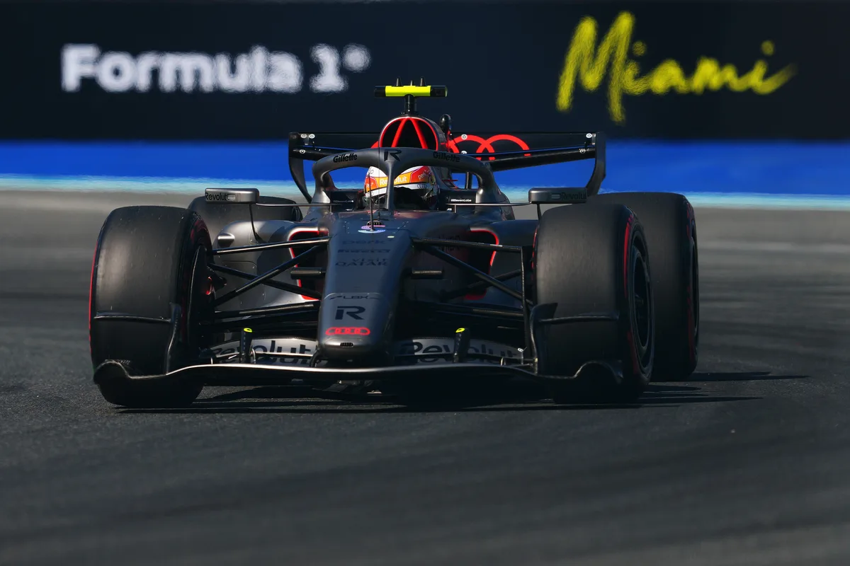 MIAMI, FLORIDA - MAY 02: Gabriel Bortoleto of Brazil driving the (5) Audi F1 Team R26 on track prior to qualifying ahead of the F1 Grand Prix of Miami at Miami International Autodrome on May 02, 2026 in Miami, Florida. (Photo by Sona Maleterova/LAT Images) MIAMI, FLORIDA - MAY 02: Gabriel Bortoleto of Brazil driving the (5) Audi F1 Team R26 on track prior to qualifying ahead of the F1 Grand Prix of Miami at Miami International Autodrome on May 02, 2026 in Miami, Florida. (Photo by Sona Maleterova/LAT Images)