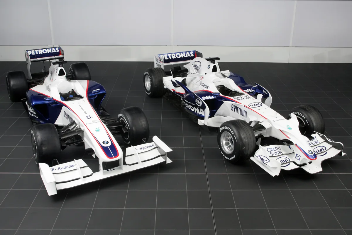 Hinwil, Switzerland. The BMW Sauber F1.09 (on the left), the BMW Sauber F1.08 (on the right). 