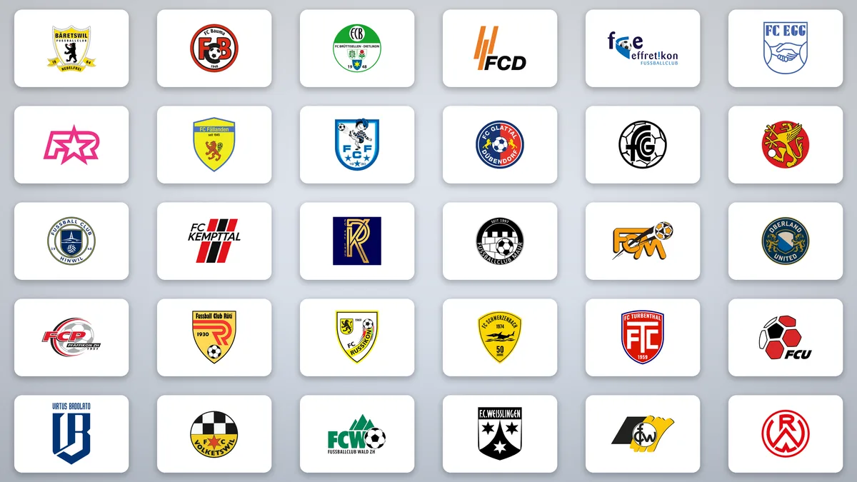 Farbenfroh und vielfältig: die 30 Logos der Oberländer Klubs.