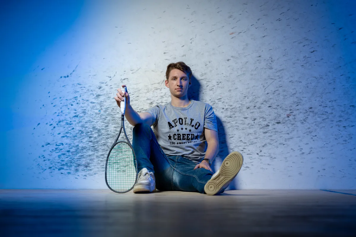 Dimitri Steinmann im GC Squash Clubhaus in Zuerich