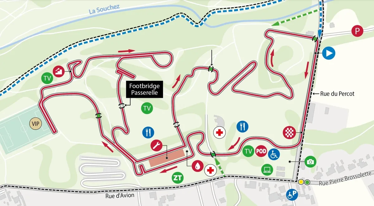 Der offizielle Plan der WM-Strecke im französischen Liévin: Eine Runde ist drei Kilometer lang. Quer