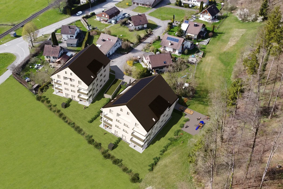 10870300-1 Das Neubauprojekt wird an der Grenze zu Landwirtschaftsland realisiert.
