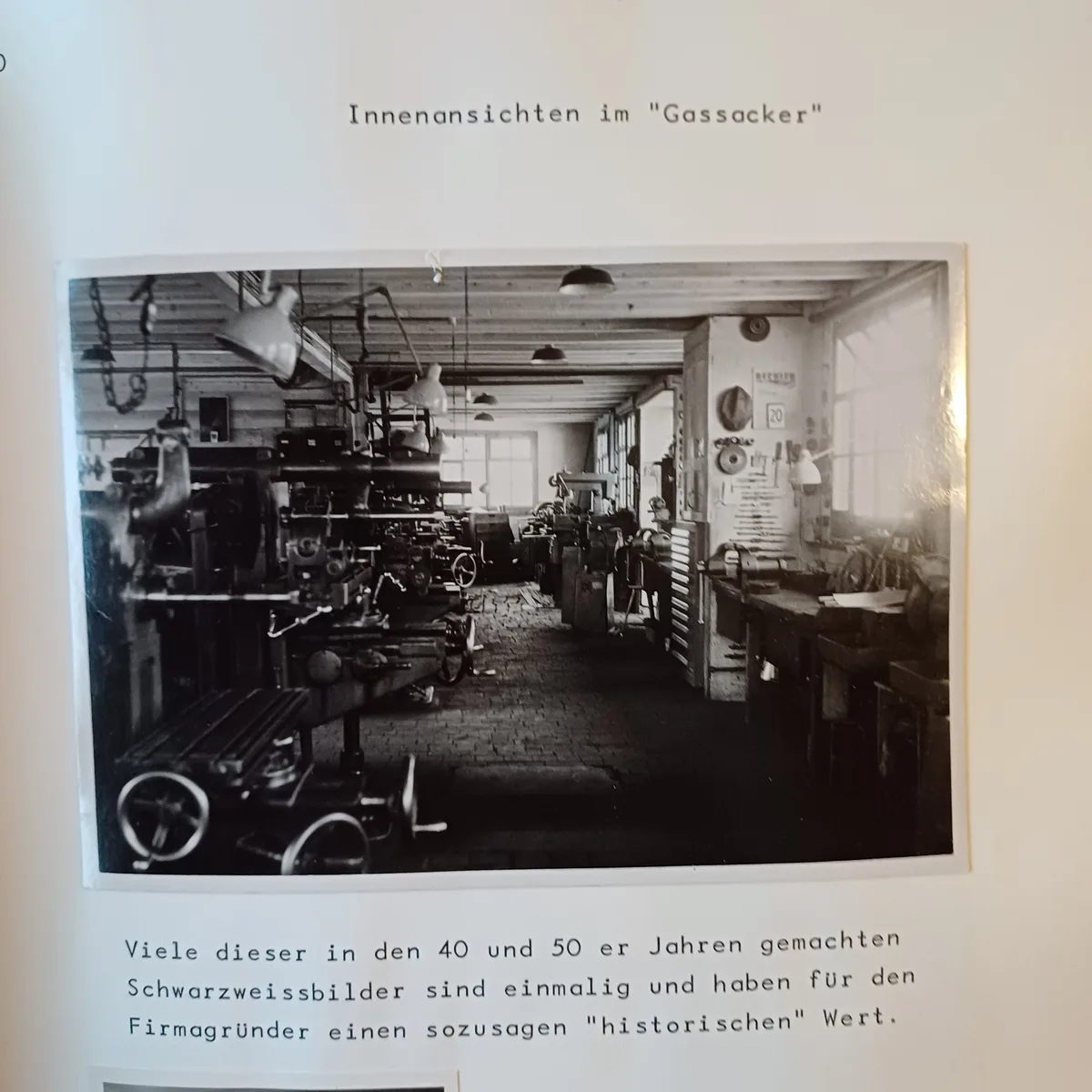 Diese Aufnahme aus der Firmenchronik zeigt die Werkstatt im Gassacher in ihrer Blütezeit. werkstatt