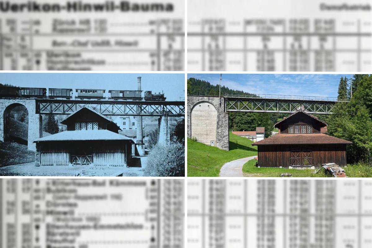 Kein grosser Unterschied zwischen heute und früher: Das Weissenbach-Viadukt in Neuthal ist immer noch in Benutzung.  Idee für Vorher-nachher-Bilder.