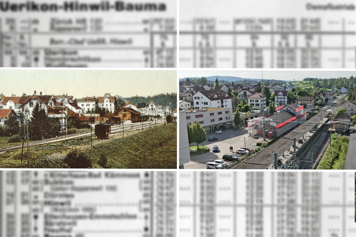 In Bubikon hat sich die Umgebung des Bahnhofs stark verändert. Idee für Vorher-nachher-Bilder.