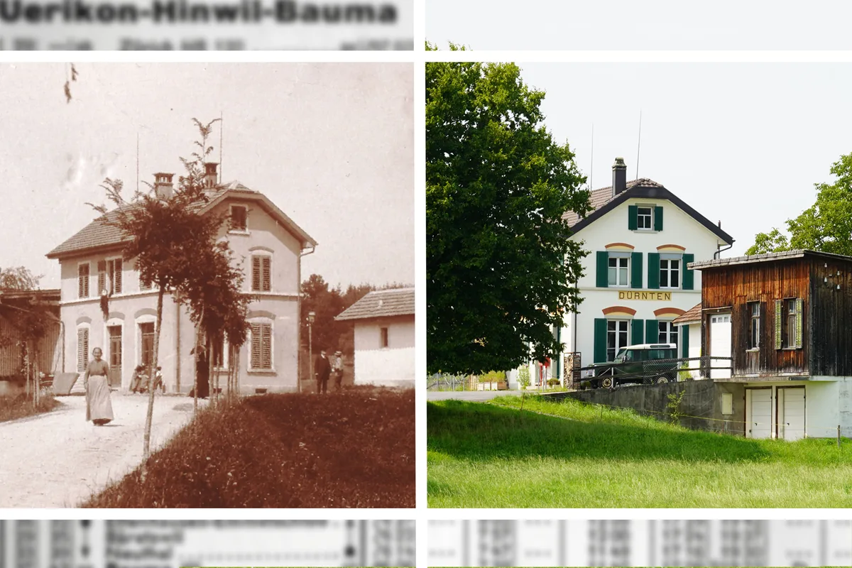 Das Stationsgebäude in Dürnten sieht noch fast aus wie früher. Uerikon-Bauma Bahnserie