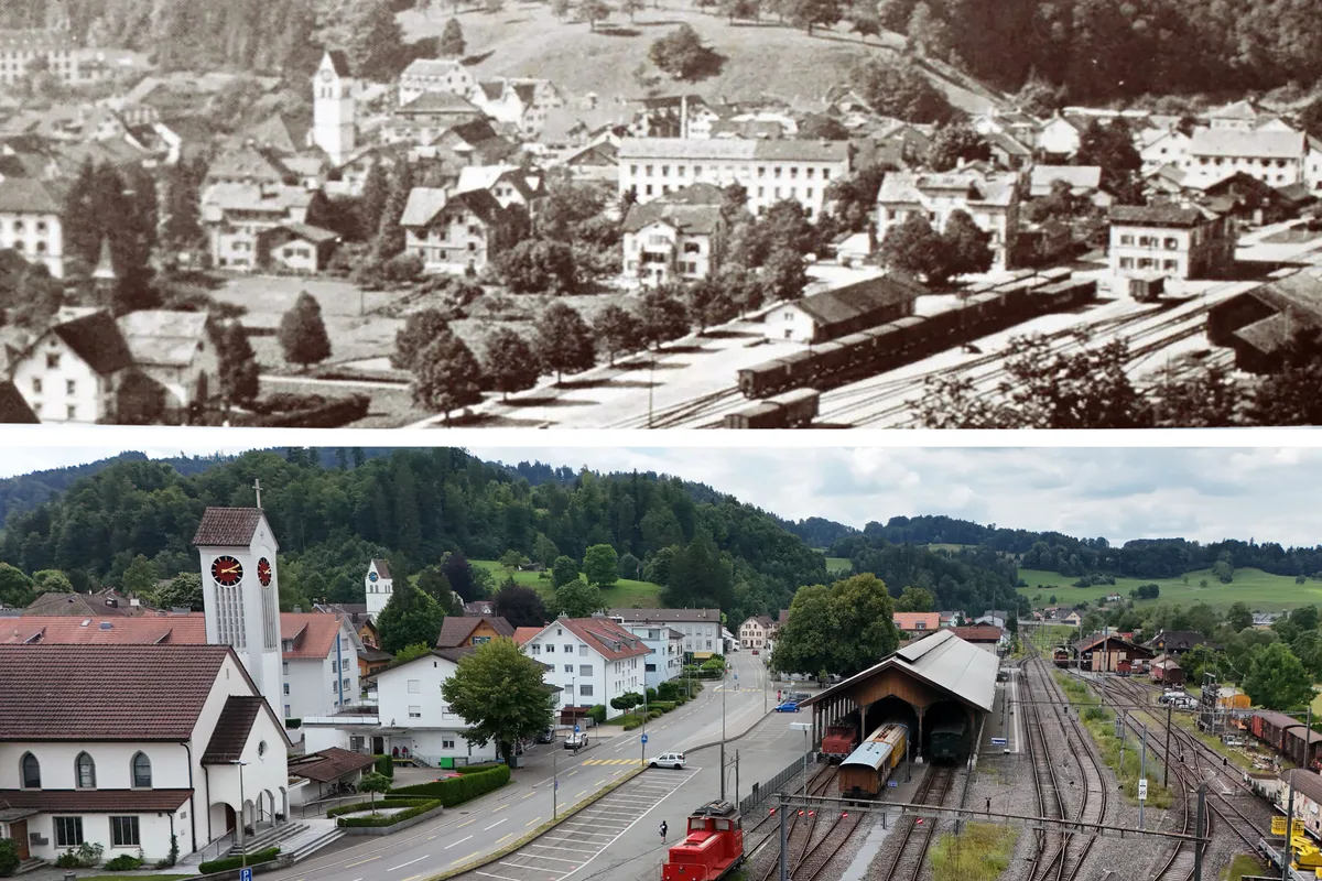 Bahnhof mit viel Betrieb: In Bauma verkehren heute Züge der SBB und des DVZO. Uerikon-Bauma Bahnserie