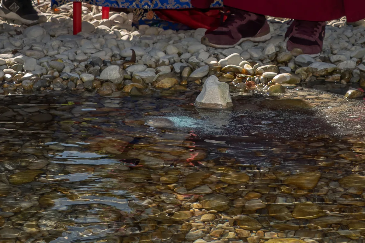 Der Sand wird mit der Töss fortgetragen. Der Bergkristallsand wird der Töss übergeben.