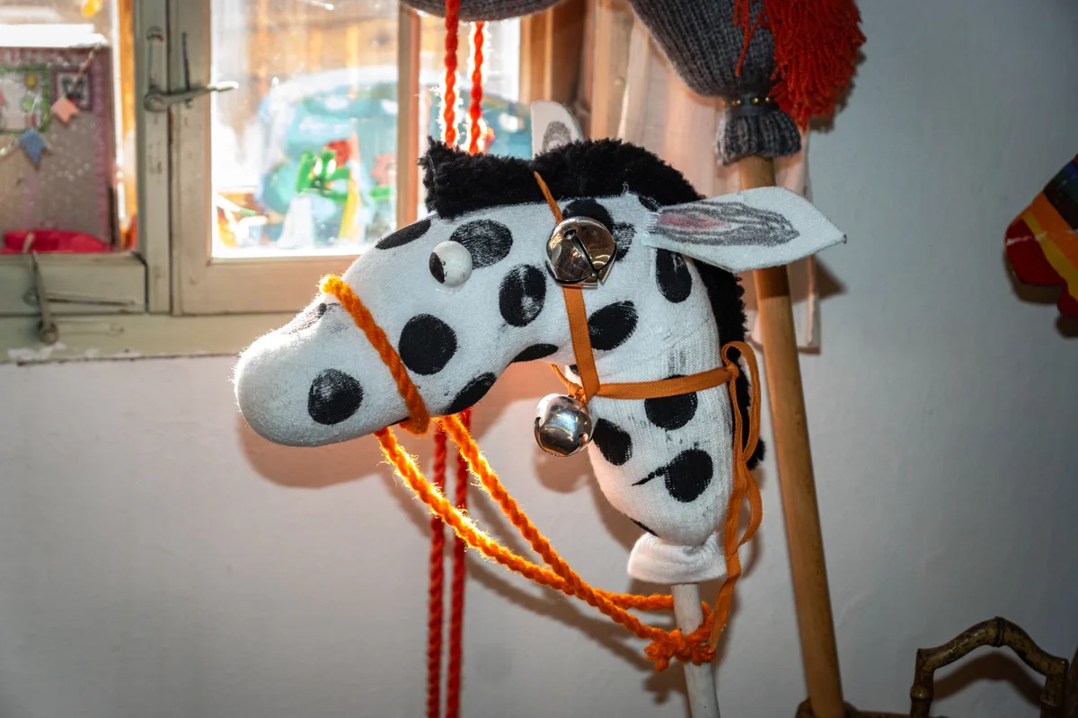 Man sieht ein Steckenpferd.