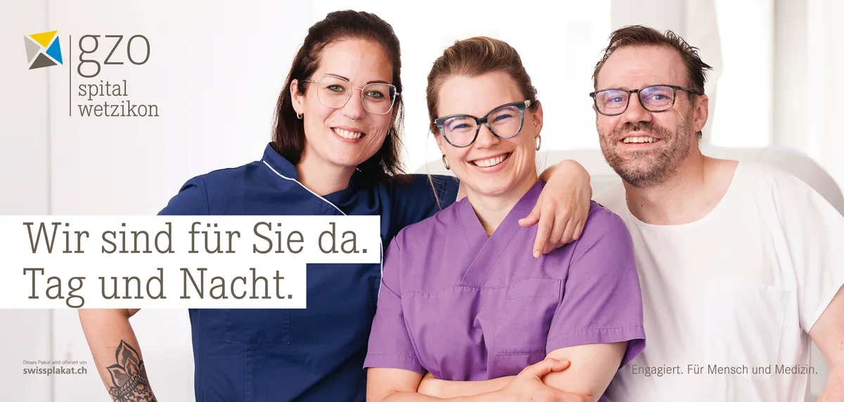 Die Plakate zeigen Mitarbeitende des GZO Spitals Wetzikon.