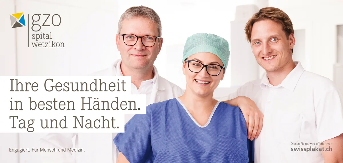 Die Plakate zeigen Mitarbeitende des GZO Spitals Wetzikon.