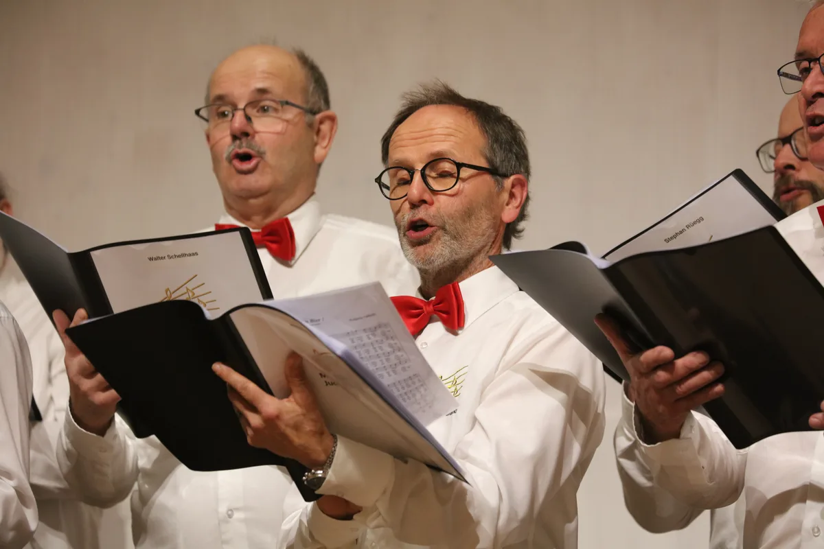 Unter ihrer Leitung gaben die Sänger die Lieder zum Besten. Frühlingskonzert Männerchor Juckern-Saland begleitet vom Triqueta Celtic Music Ensemble.