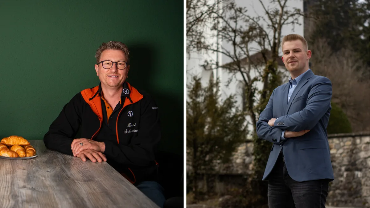 28392978-13 Unternehmer gegen Neuling: René Schweizer (SVP) und Matthias Lutz (parteilos) wollen Gemeindepräsident in Fischenthal werden.