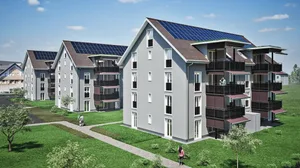 24022766-5 So könnten die neuen Häuser in Saland aussehen. 2026 sollen sie bezugsbereit sein.