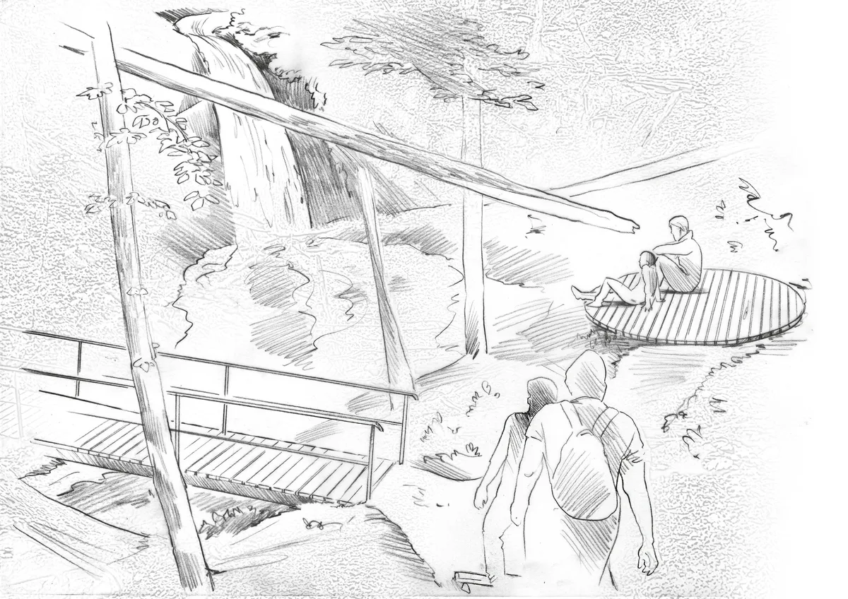 Skizzierung eines Moduls des Erlebnisraums.