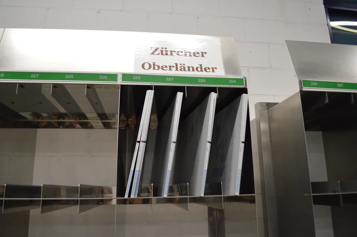 Fertige Platten im Regal, fertig für den «Zürcher Oberländer».
