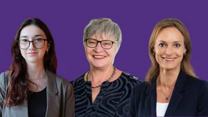 25030090-1 (vlnr) Edanur Akdemir (Juso), Anita Borer (SVP) und Rosmarie Quadranti (Die Mitte) und teilen ihre Ansichten zum Internationalen Frauentag.