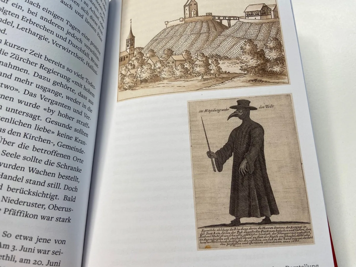 Alte Illustrationen von der Pest in Uster.