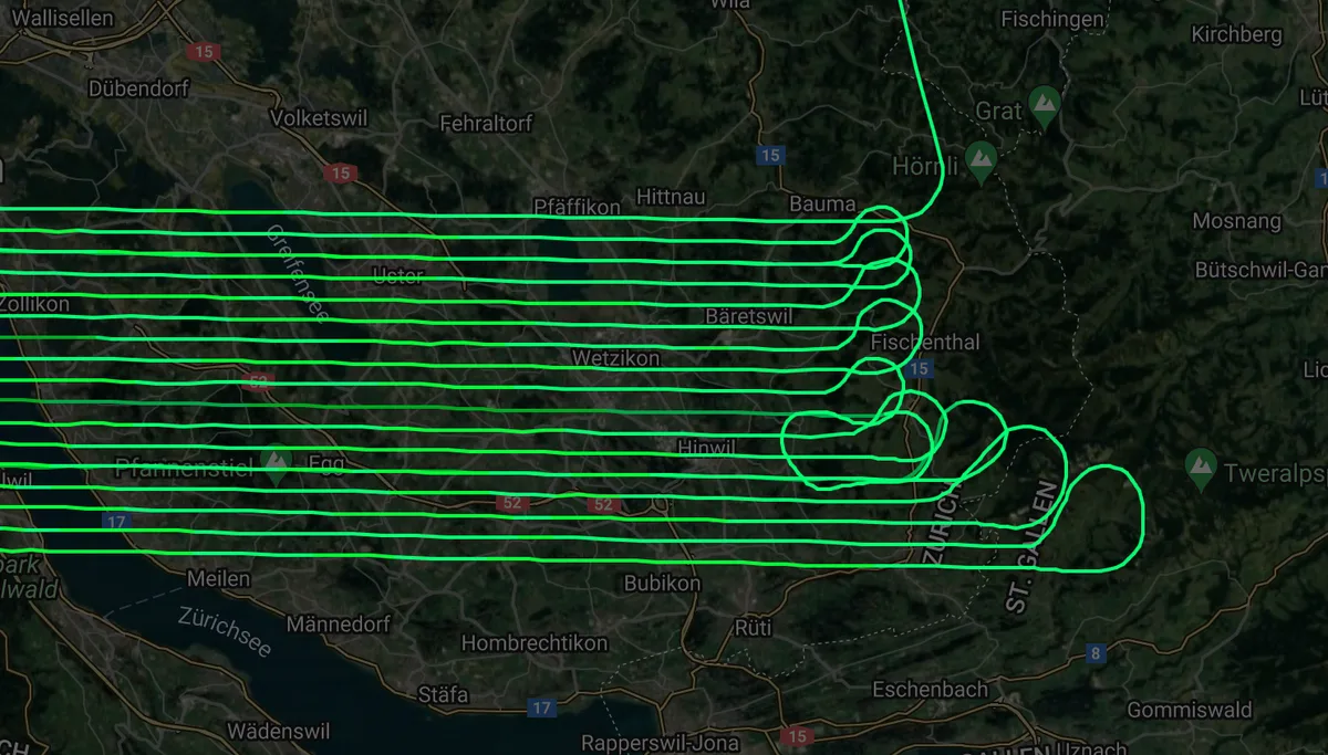 23344031-19 In der Nacht von Donnerstag auf Freitag fand ein Messflug über dem Oberland statt.