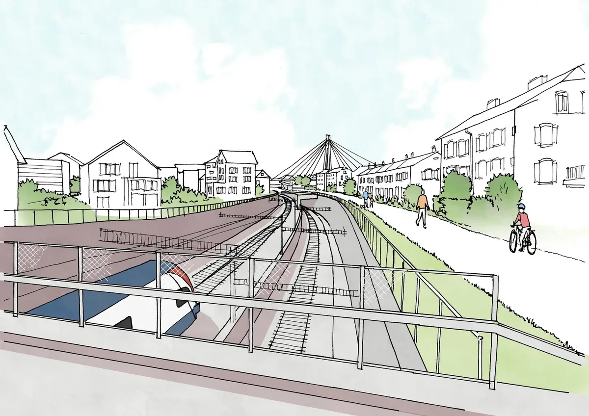Die Bülacher Linie Richtung Hauptbahnhof mit der Abfahrt in die «Unterquerung Storchen»: Die dortigen Anwohnenden müssen die SBB nun stärker vor Lärm schützen.
