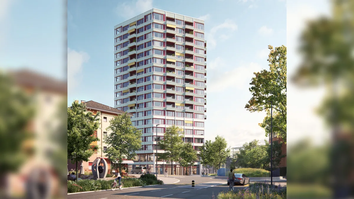 Alte Visualisierung vom geplanten Hochhaus gegenüber vom Märtplatzes in Effretikon.