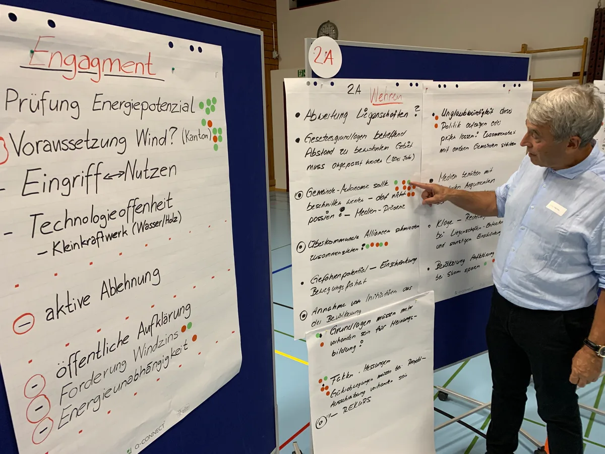 Gemeindepräsident Carlo Hächler (FDP) erläutert die Resultate des Workshops.